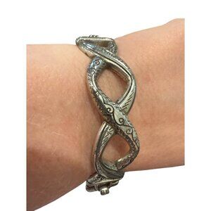 Brighton Silver-Tone Infinity Snake Design Bracelet With Toggle Clasp Good Cond